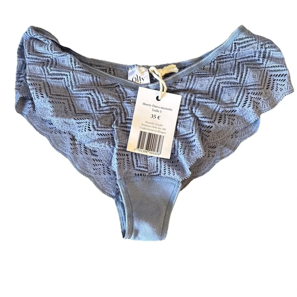 Olly Lingerie Bra Set Dawa Brazilian Shorty Shorts Bustier‎ Blue Size Small